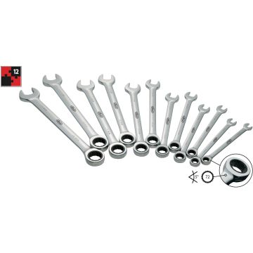 Vigor V1031 Skrallenøkkelsett Flate 8-19mm