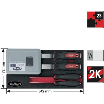 Vigor V1522 Verktøysett Skraper, Bor 1/3Ms