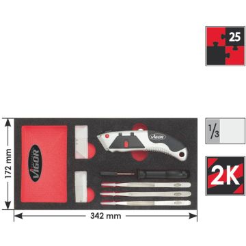 Vigor V1523 Verktøysett Kniv,Skrape 1/3Ms