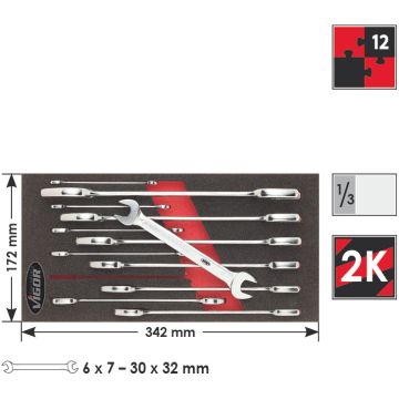 Vigor V1683 Verktøysett Fastnøkler 1/3Ms