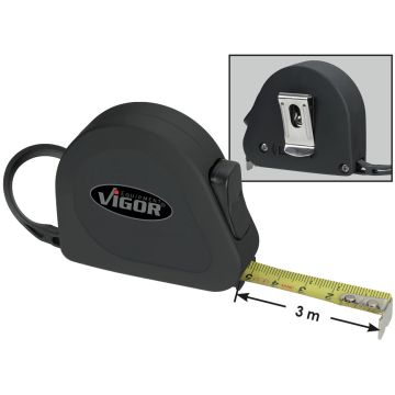 Vigor V1724 Målebånd 3 Meter M.Belteklips