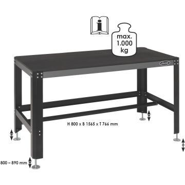Vigor V2531 Arbeidsbord L1565Xh800Xd765mm