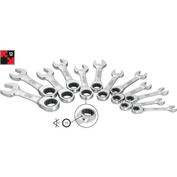 Vigor V2821 Skrallenøkkelsett Korte 8-19mm