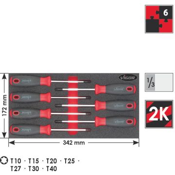 Vigor V3616 Skrutrekkersett Torx X7 Ms 1/3