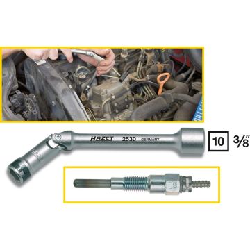 Hazet 2530 Glødepluggnøkkel F.10mm,Leddet