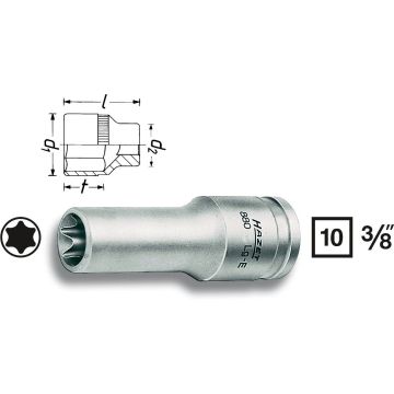Hazet 880Lg-E10 3/8 Langpipe Torx E10 L.65mm