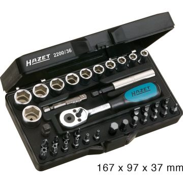 Hazet 2200/36 Bits 6,3 & 1/4 Sett 36 Deler