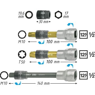 Hazet 4641/4 Remhjulverktøy Xzn 10+T50 19,6