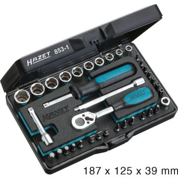 Hazet 853-1 1/4 Pipesett Med Bits 36Deler