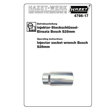 Hazet 4798-17 Injektor Pipe Bosch 28mm1/2Åp
