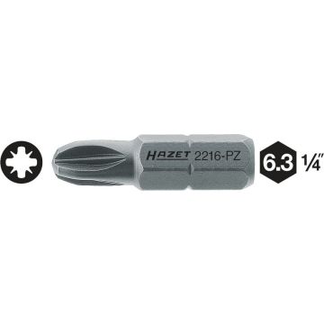 Hazet 2216-Pz4 Bits 6,3-1/4 Pz4 L.25mm