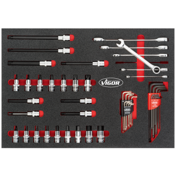 Vigor V4589 Verktøysett 47 Deler 3/3+Ms